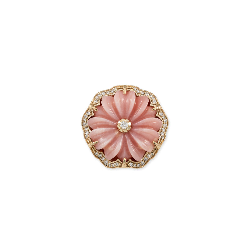 PAVE PINK OPAL FLOWER RING