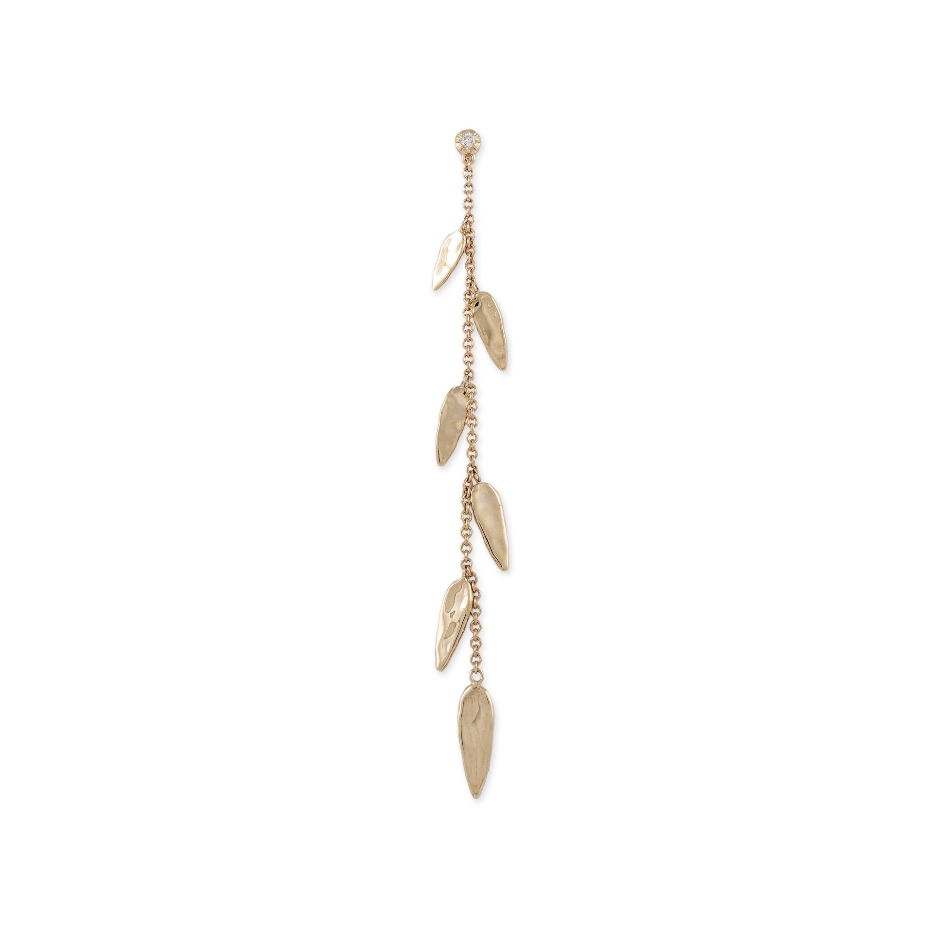 SOPHIA DIAMOND + 6 HAMMERED ELONGATED TEARDROP SHAKER DROP STUD