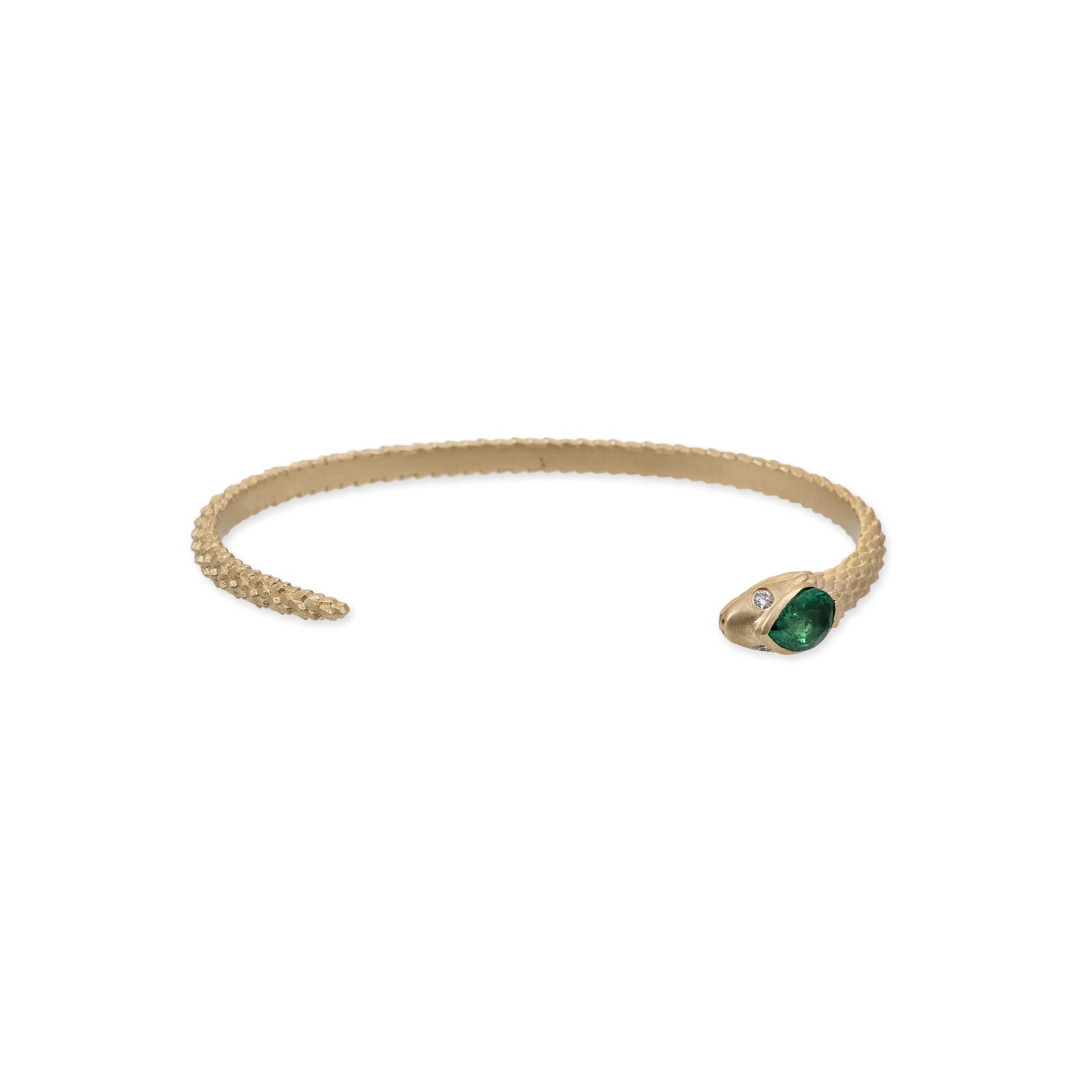 Rose Cut Emerald Head Snake Cuff