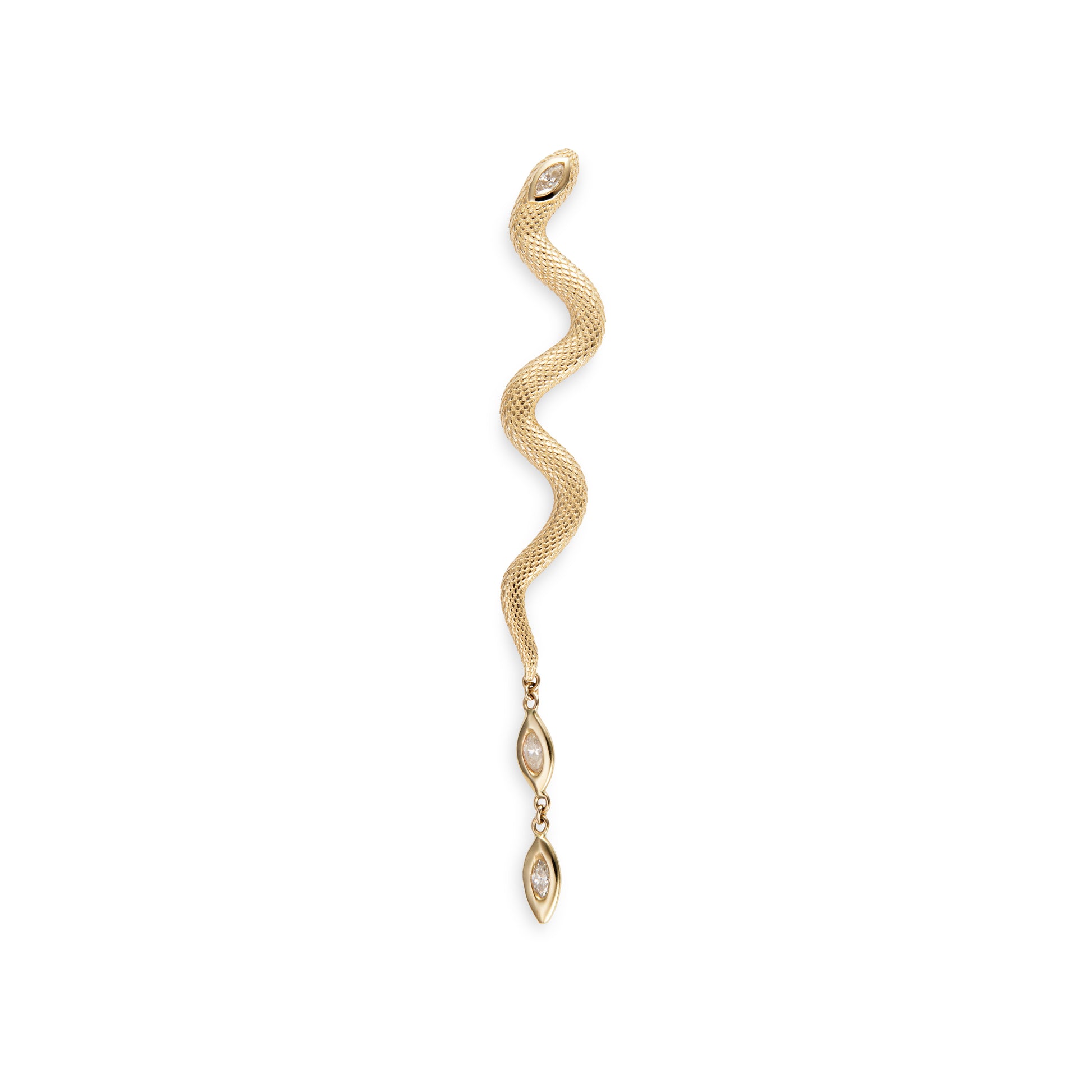 Snake + 7 Marquise Diamond Front Back Stud