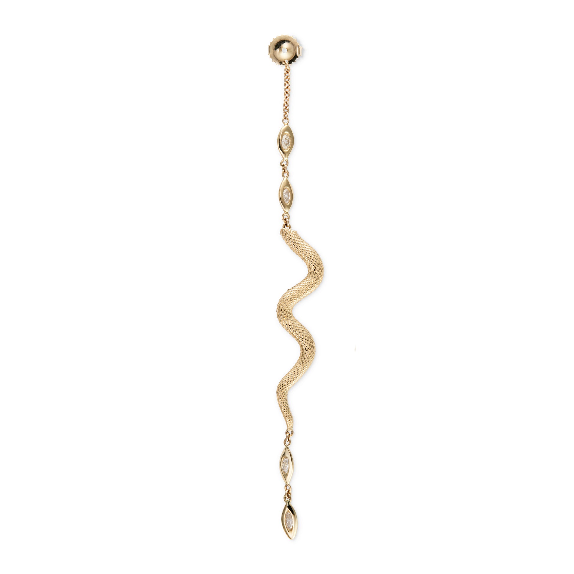 Snake + 7 Marquise Diamond Front Back Stud