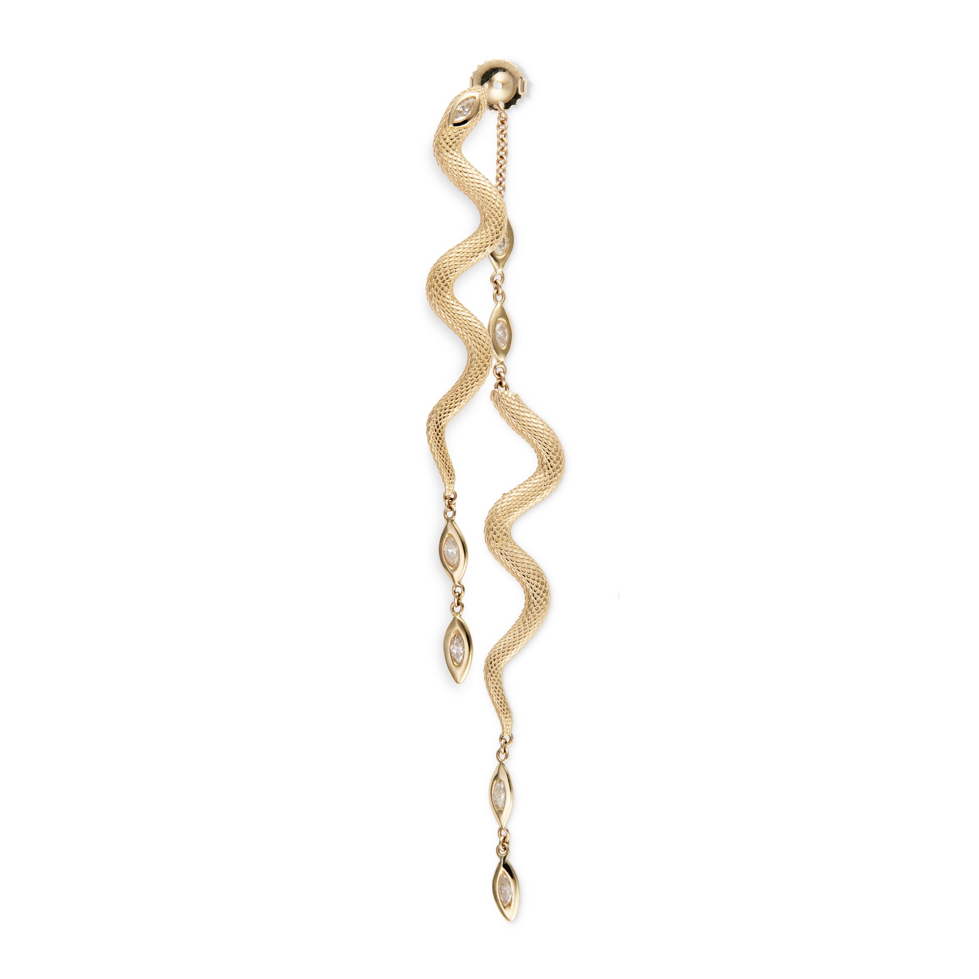 Snake + 7 Marquise Diamond Front Back Stud