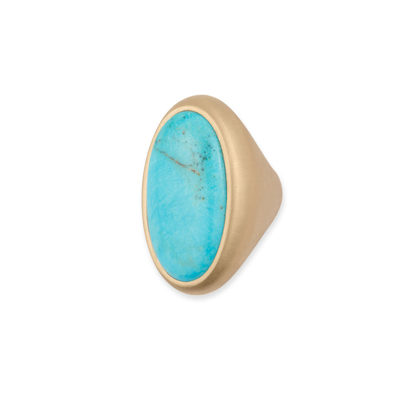LARGE SMOOTH OVAL TURQUOISE RING