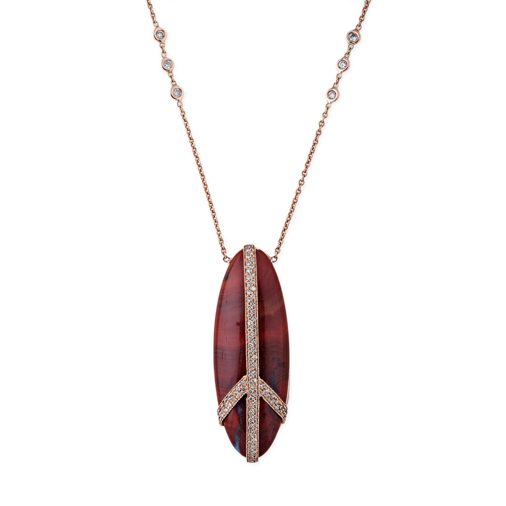 Pavé Peace Red Agate Necklace