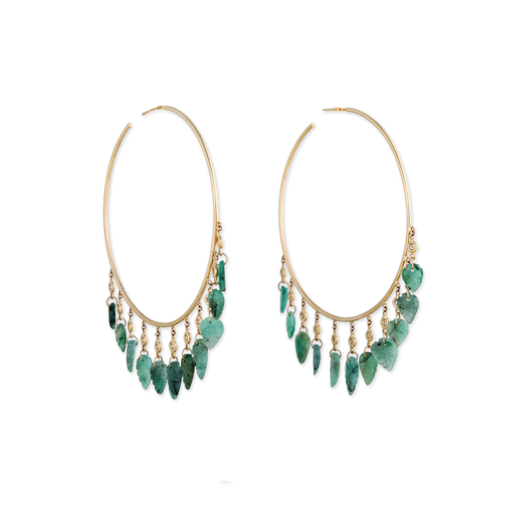 11 DIAMOND EMERALD LEAF SHAKER HOOPS