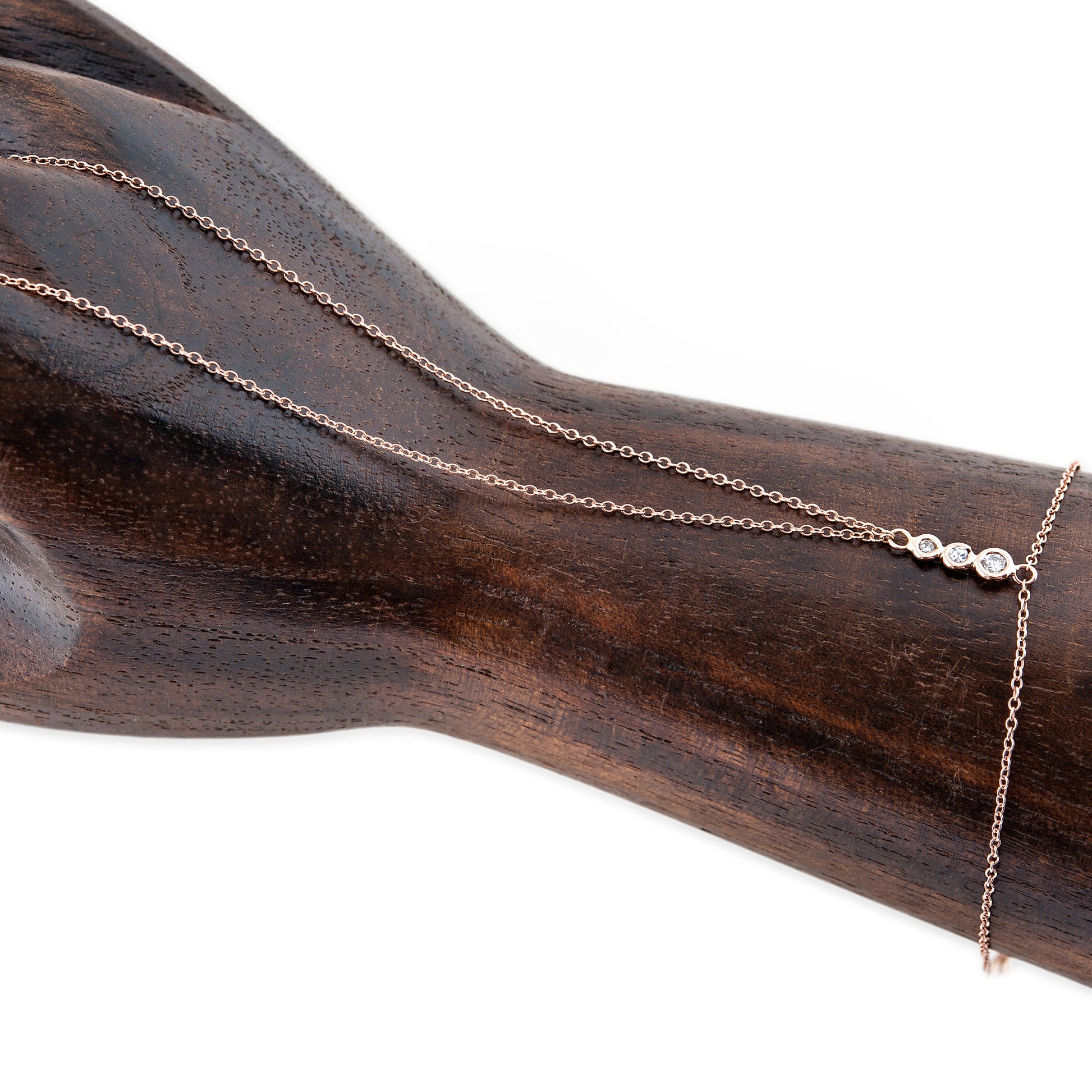 3 Graduated Diamond Double Stem Finger Bracelet
