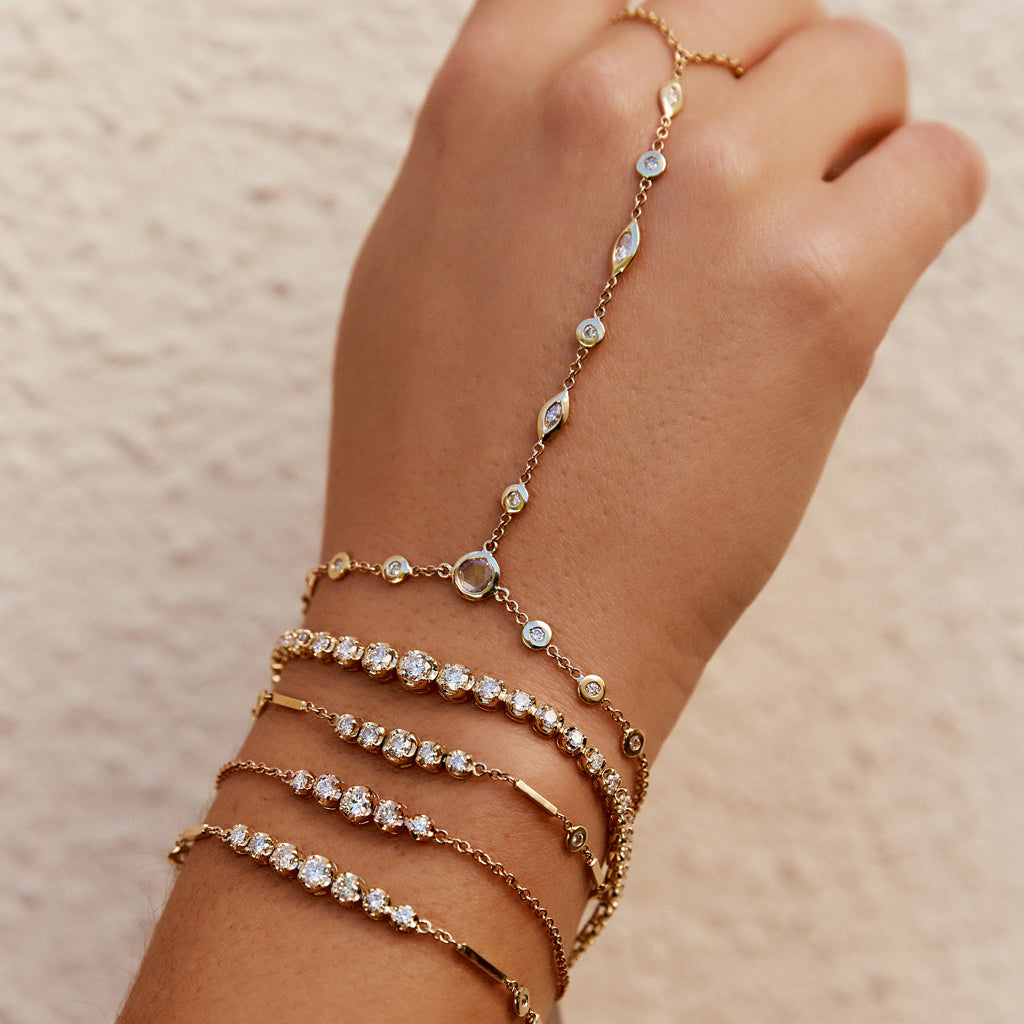 Rose Cut + Marquise Finger Bracelet