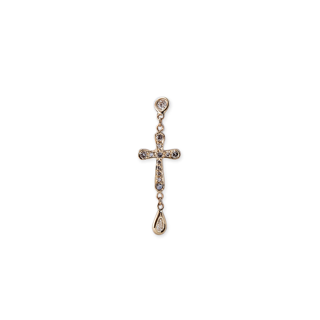 Round + Teardrop Diamond Pave Cross Drop Stud