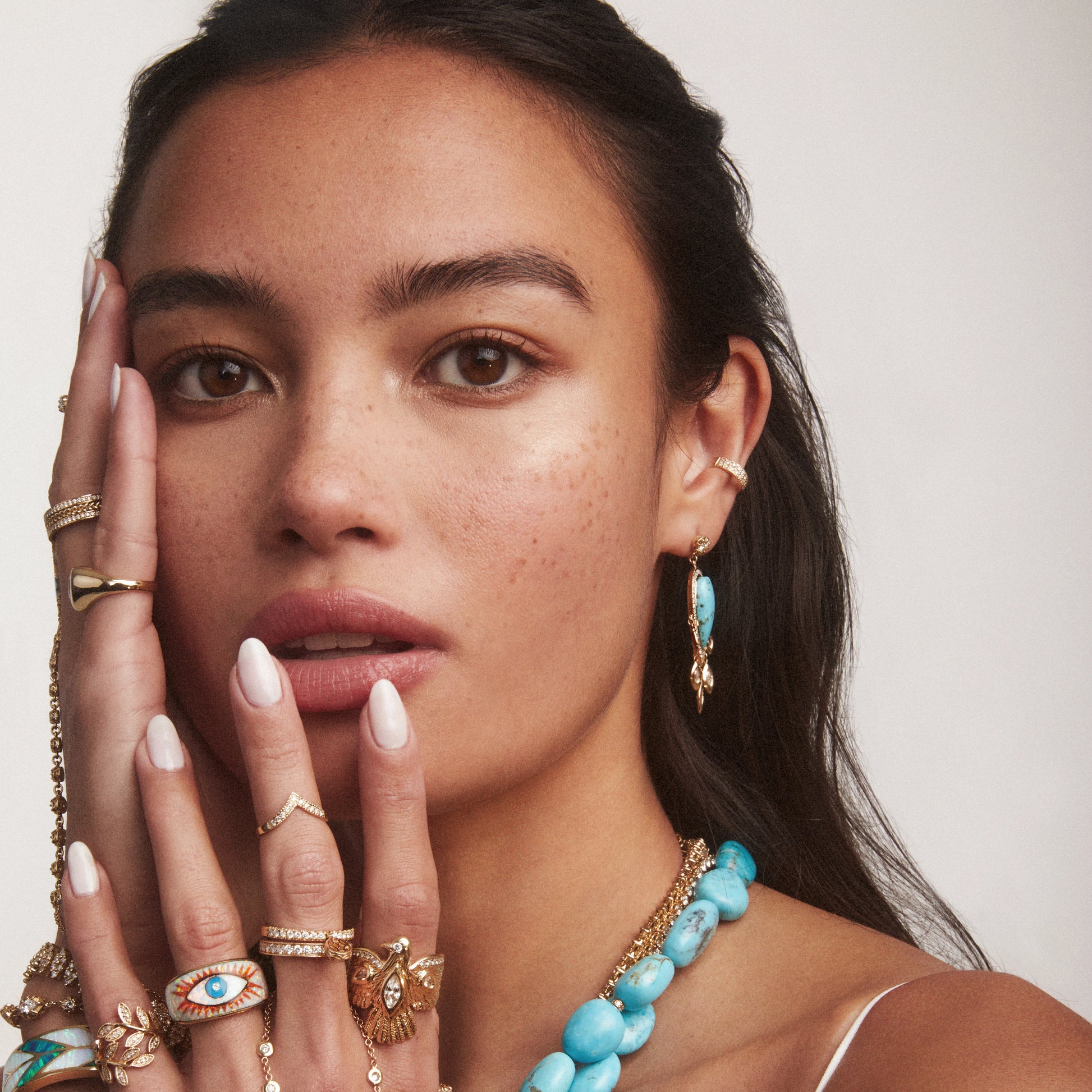 PAVE TURQUOISE TEARDROP + MARQUISE DIAMOND SHAKERS DROP EARRINGS