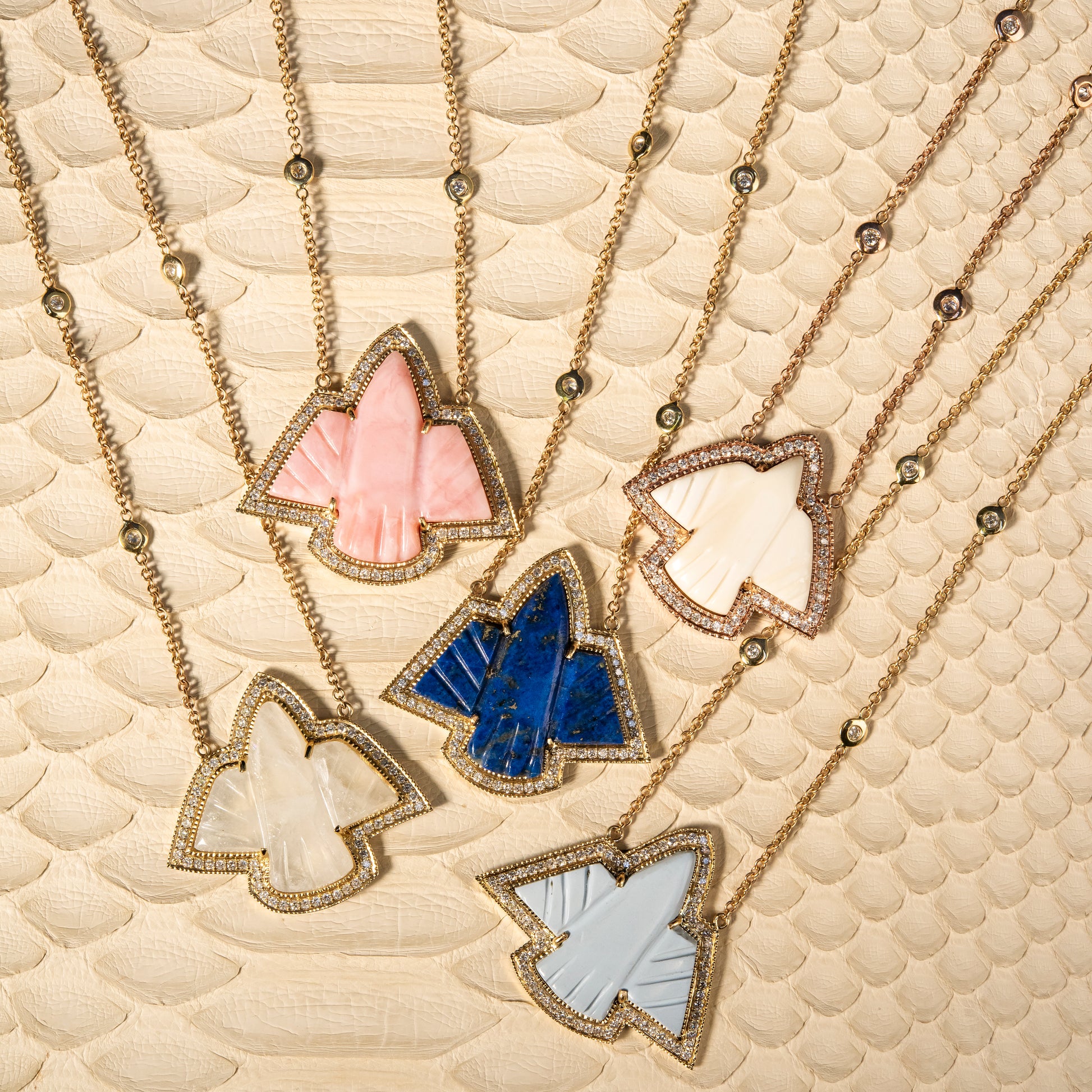 Pave Small Lapis Thunderbird Necklace