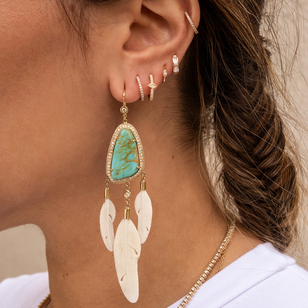 Marquise Diamond Pave Mini Hoop