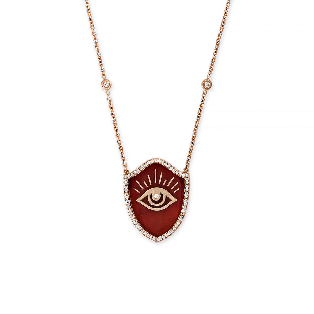 RED AGATE EYE SHIELD NECKLACE