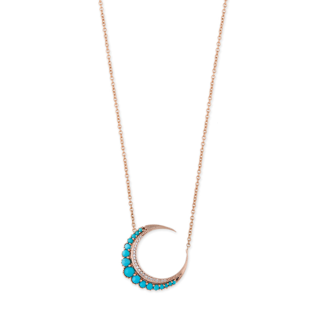 Small Turquoise Crescent Moon Necklace