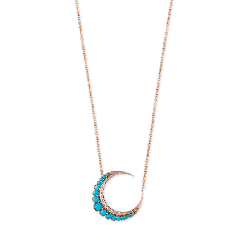 SMALL TURQUOISE CRESCENT MOON NECKLACE