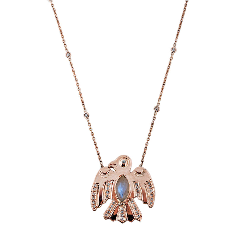 PAVE MOONSTONE EAGLE NECKLACE