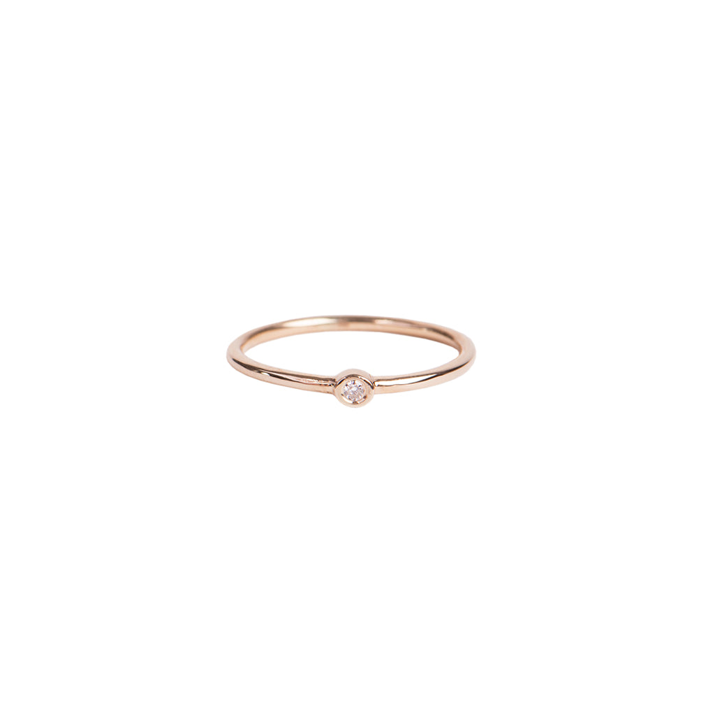 Round Diamond Bezel Waif Ring