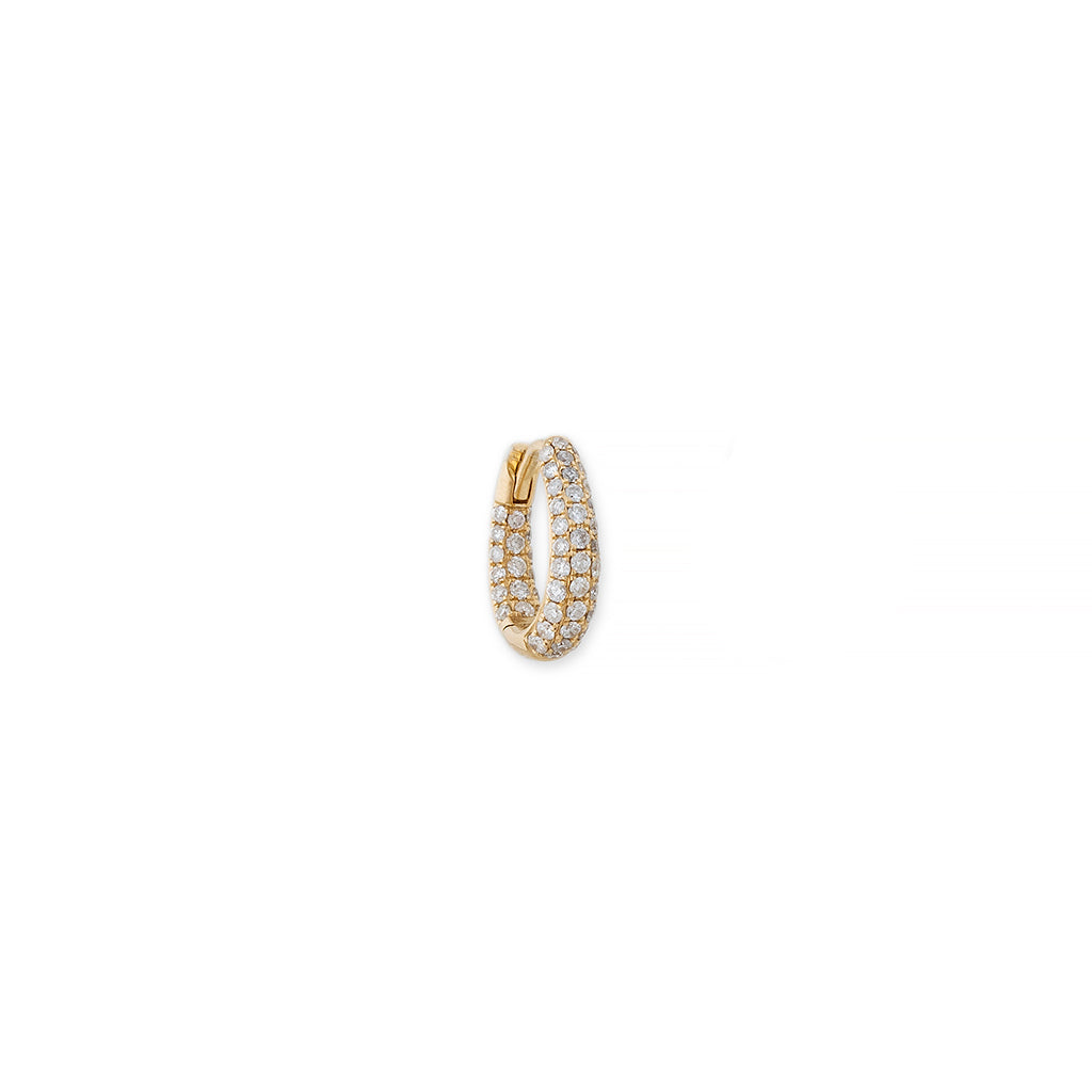 Small Three Row Pave Inside Out Oval Mini Hoop
