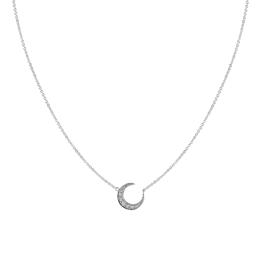 Pavé Diamond Crescent Moon Necklace