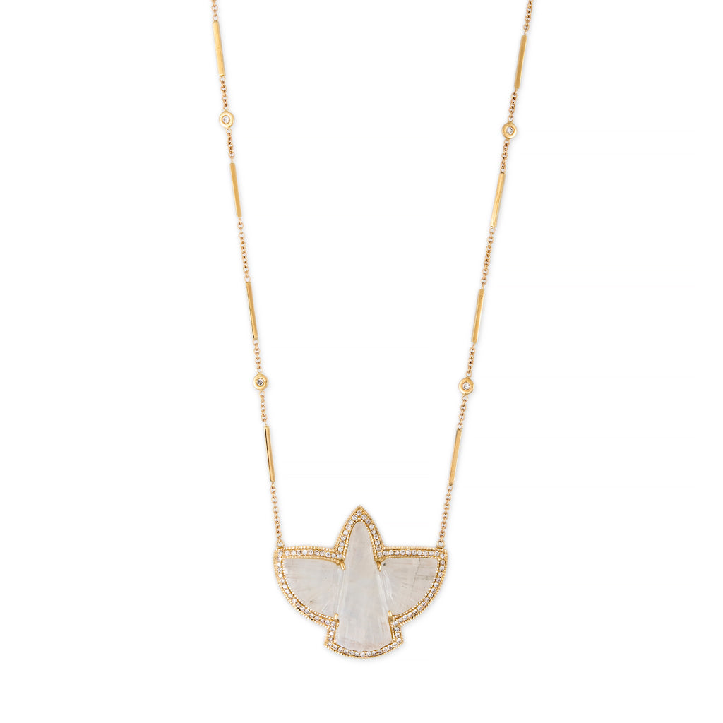 Pave Moonstone Thunderbird Necklace