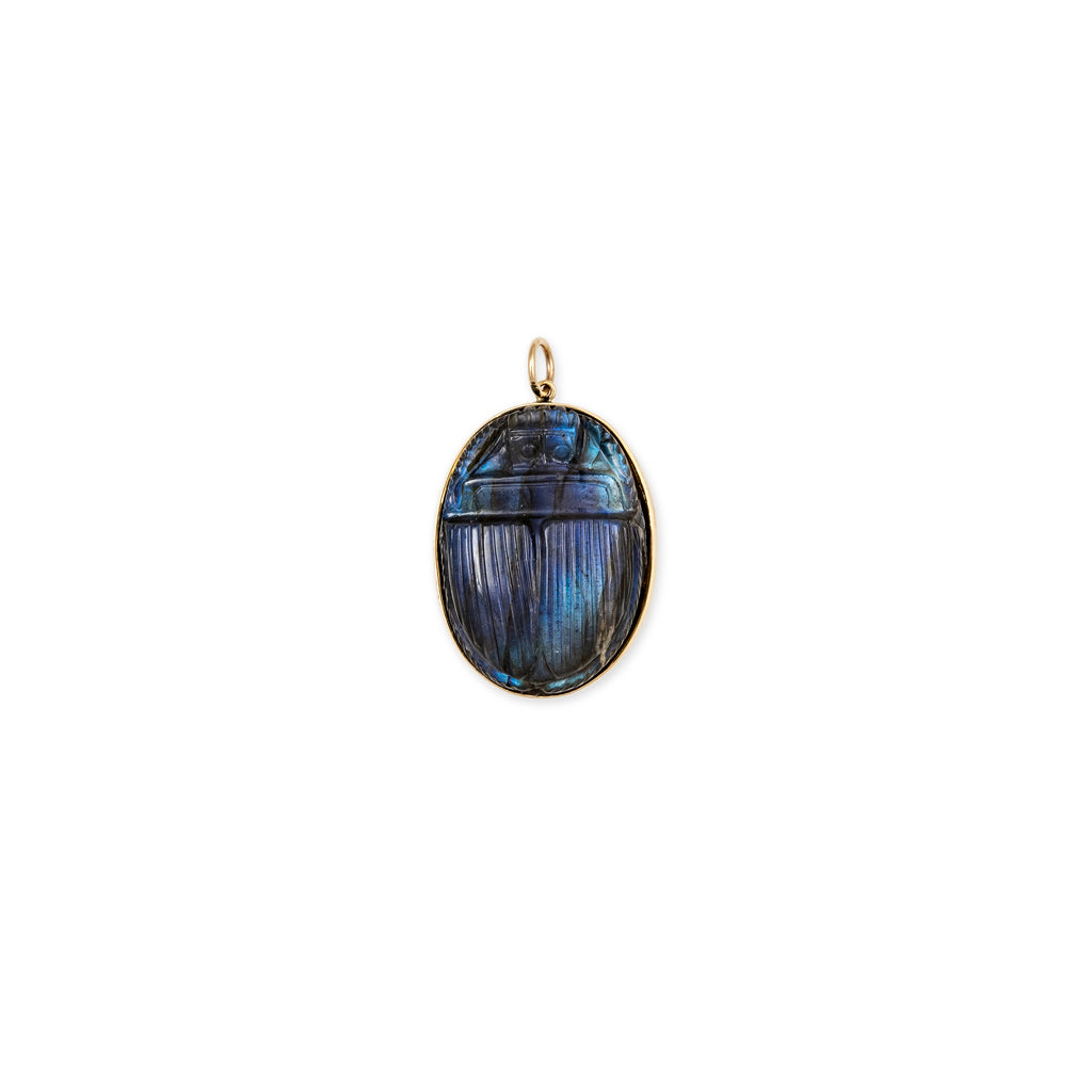 CARVED LABRADORITE SCARAB CHARM