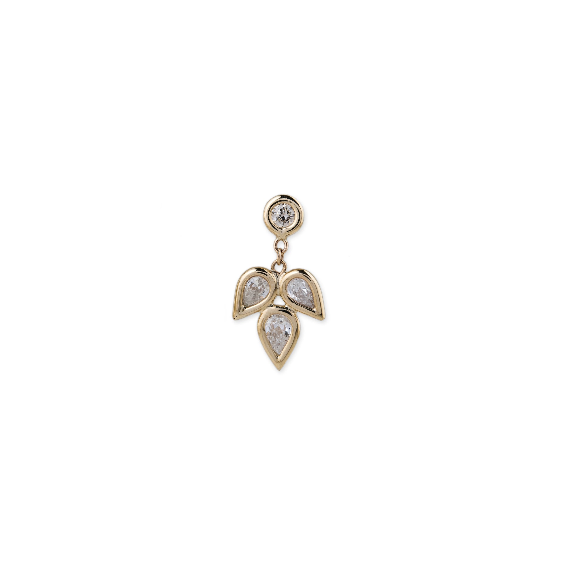 3 Teardrop Petal Drop Stud Earring
