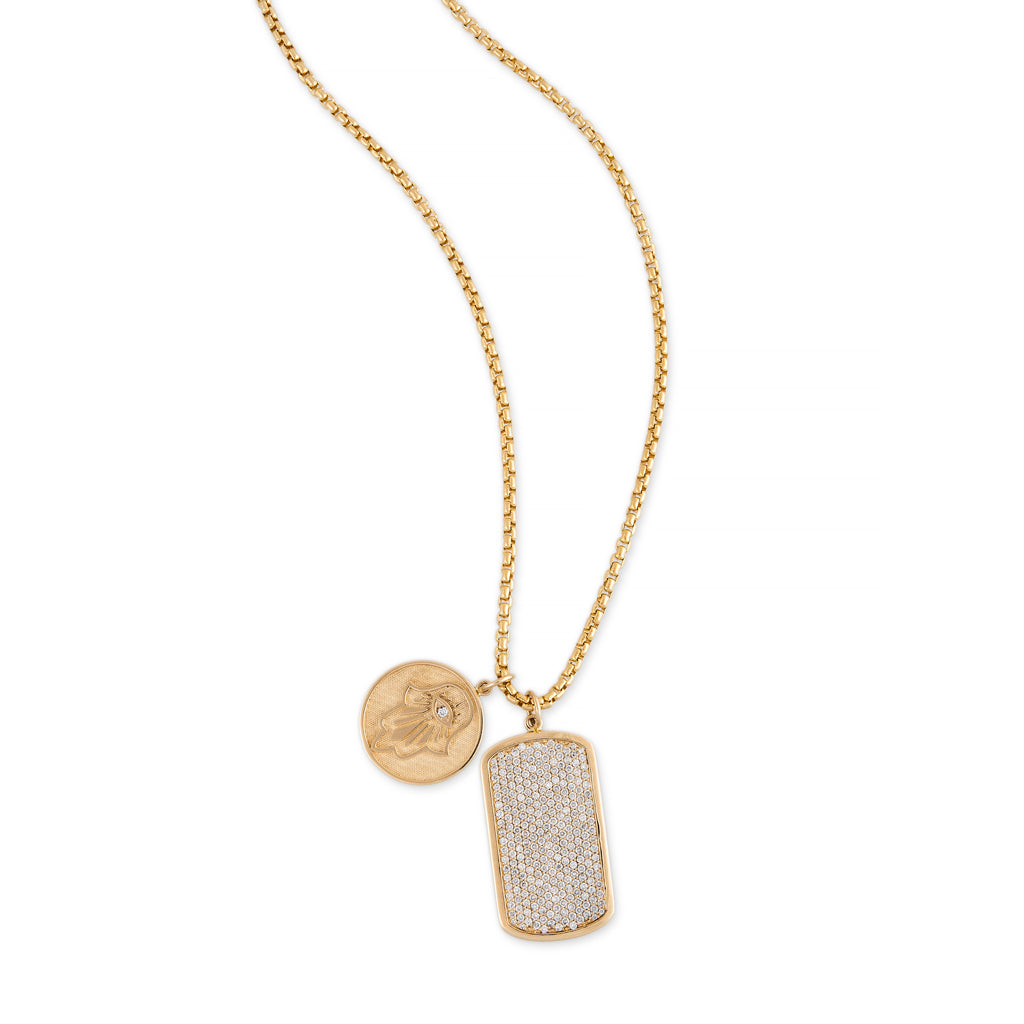 FULL PAVE DIAMOND + EYE BURST TAG CHARM