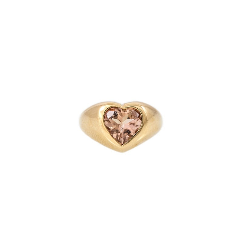 Morganite Heart Signet Ring