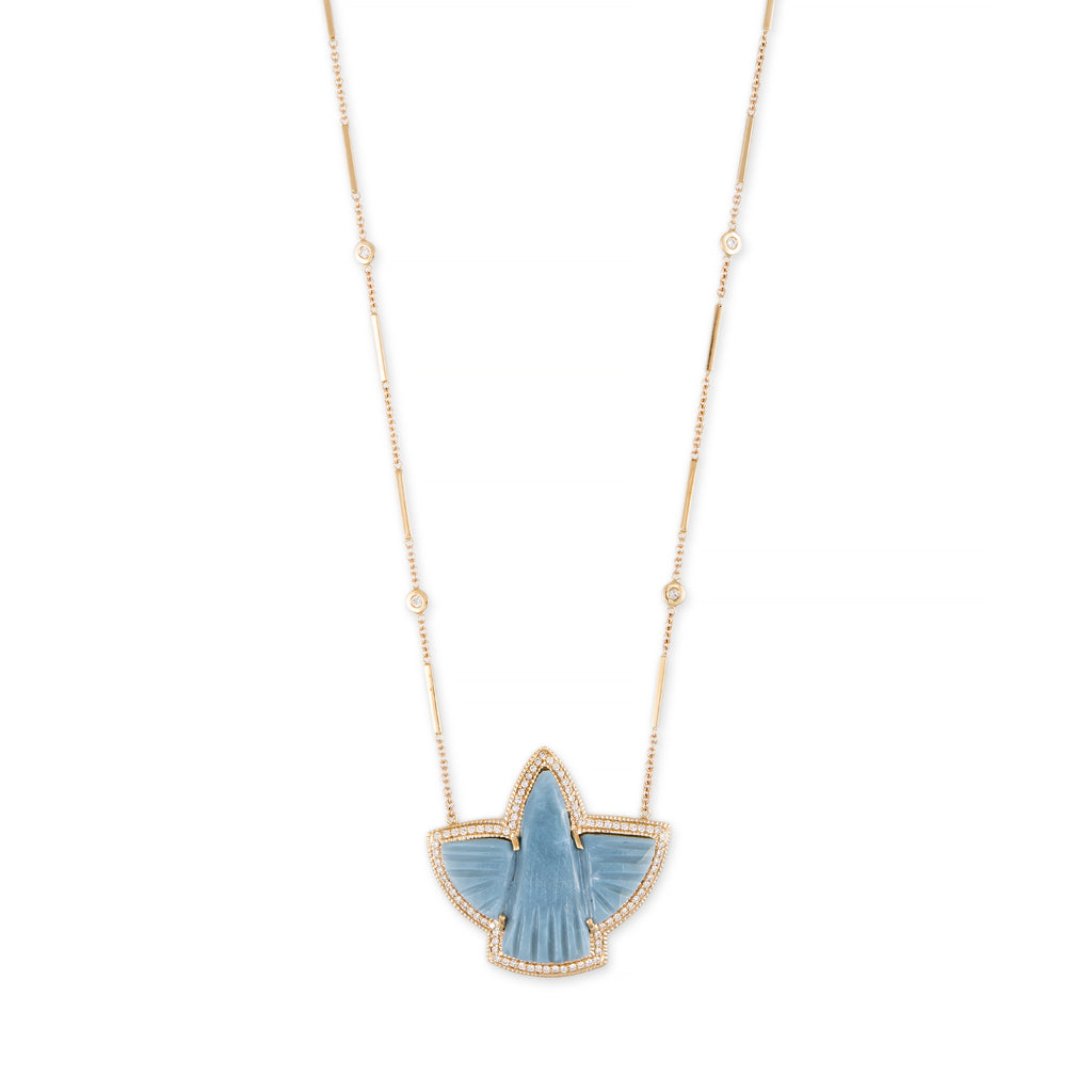 Blue Opal Pave Thunderbird Necklace