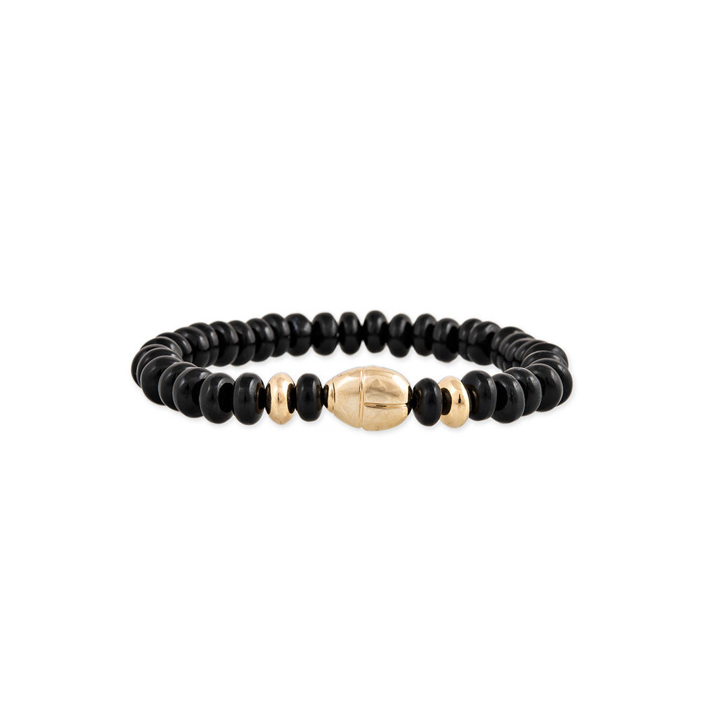 Scarab Gold and Onyx Beaded Stretch Bracelet – Jacquie Aiche