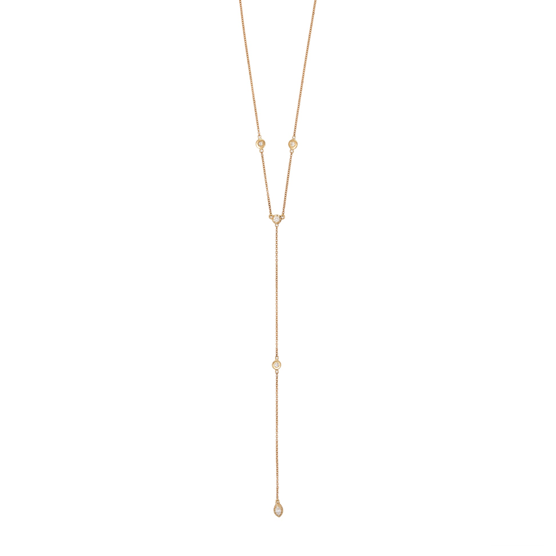 Sophia Round + Marquise Diamond Y Necklace