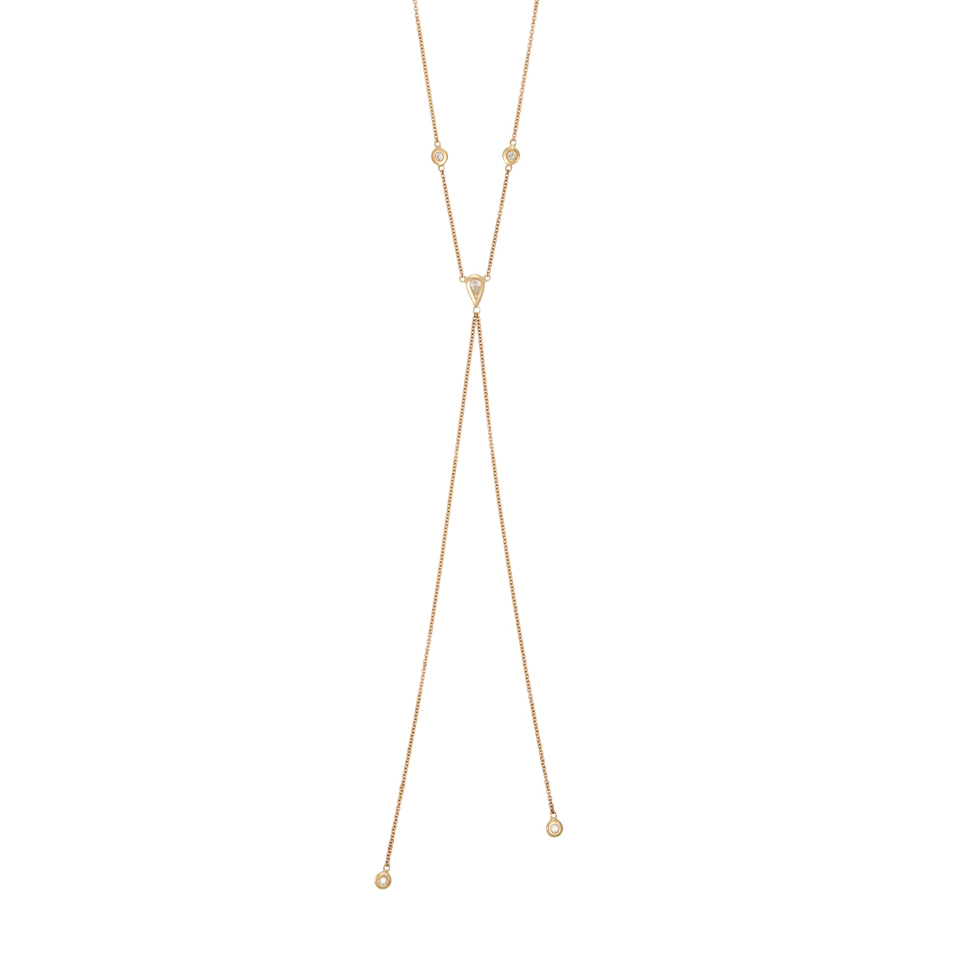 Round + Teardrop Diamond Bolo Y Necklace