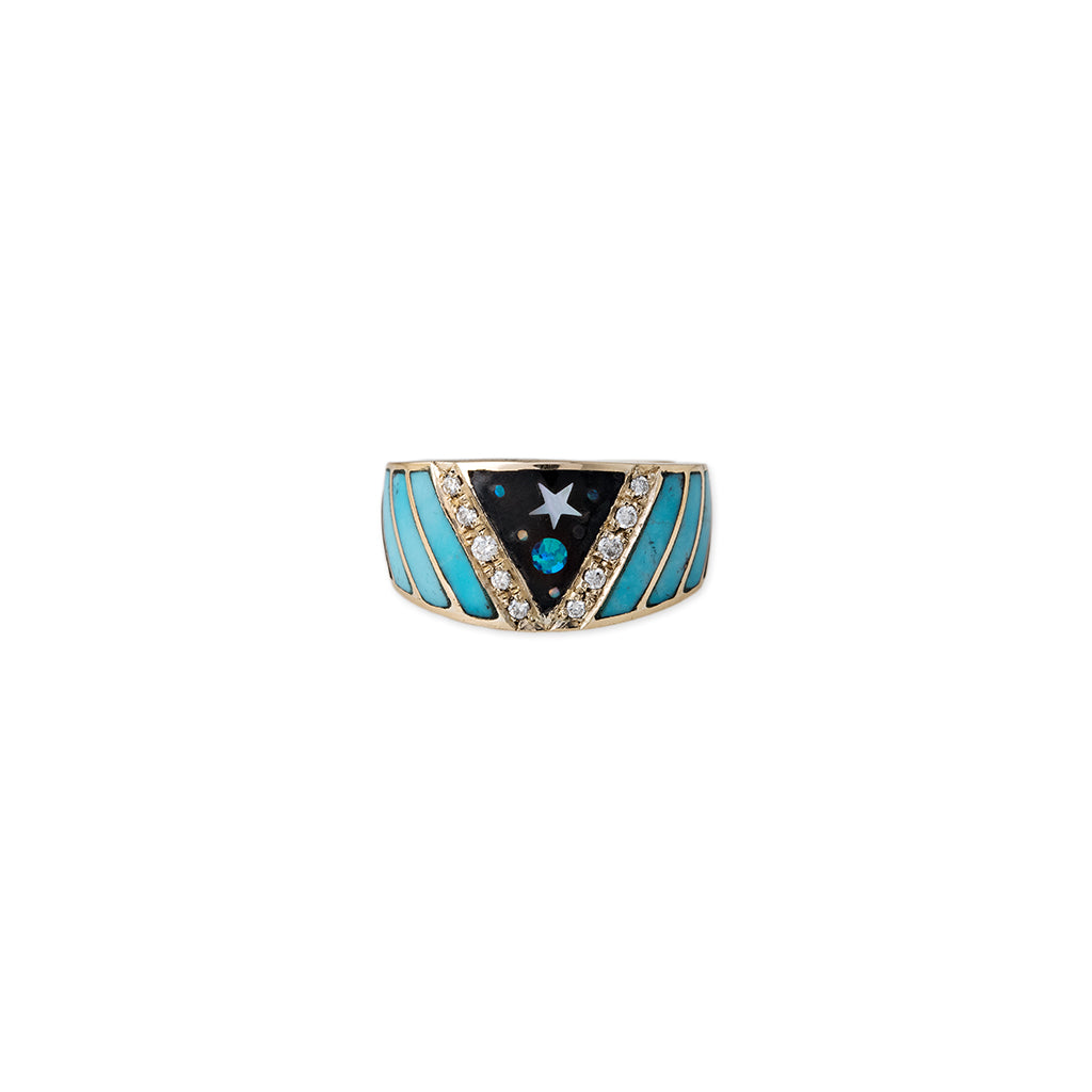 Galaxy Gemstone Chevron Inlay Ring