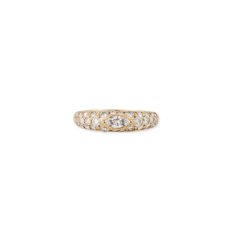 MARQUISE CENTER PAVE DIAMOND DOME RING