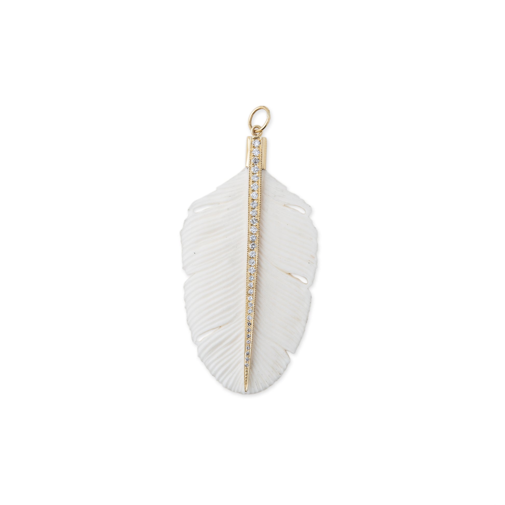 LARGE PAVE BONE FEATHER CHARM