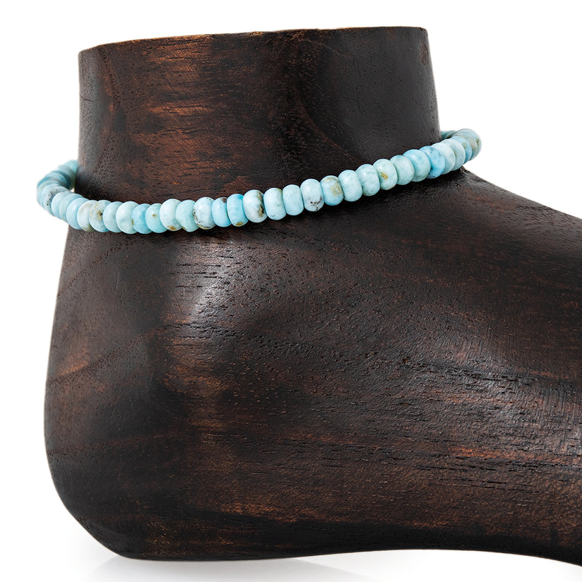 SMALL SMOOTH AMAZONITE BEADED ANKLET
