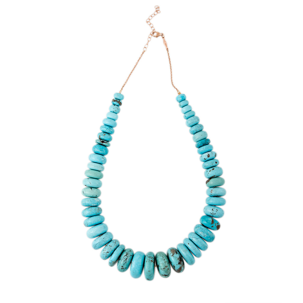 XL Graduated Turquoise with Brown Specks Beaded Necklace