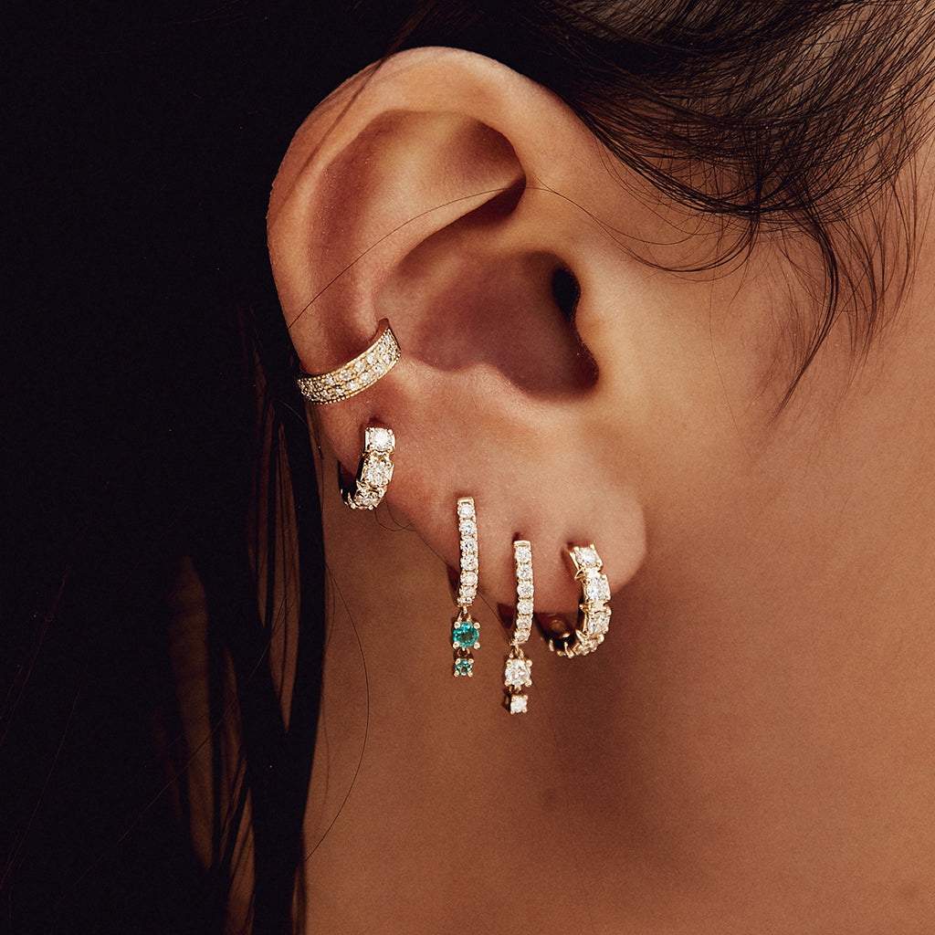 Graduated Diamond Pave Diamond Mini Hoop