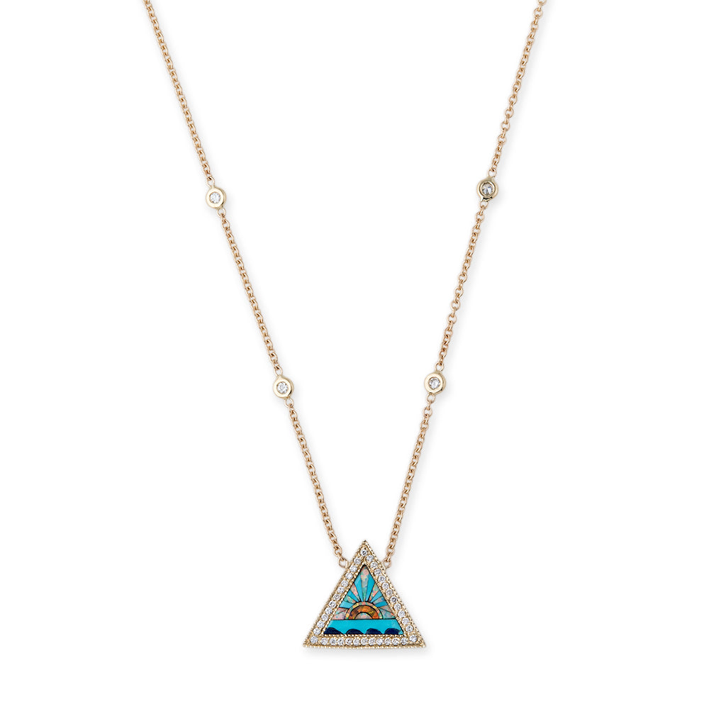Pave Sunshine Triangle Inlay Necklace