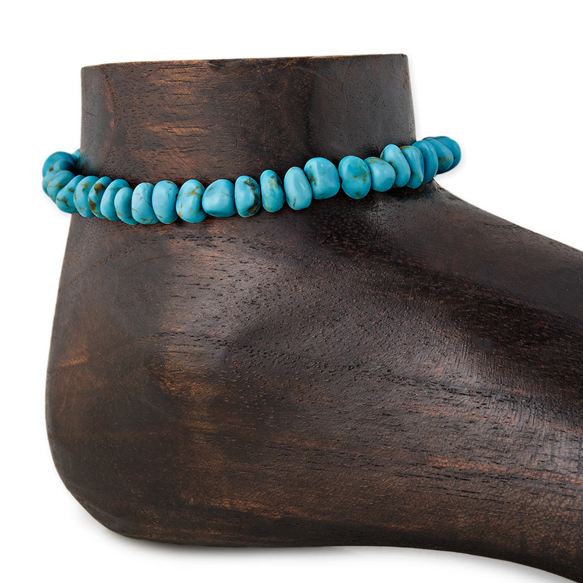 TURQUOISE NUGGET BEAD ANKLET