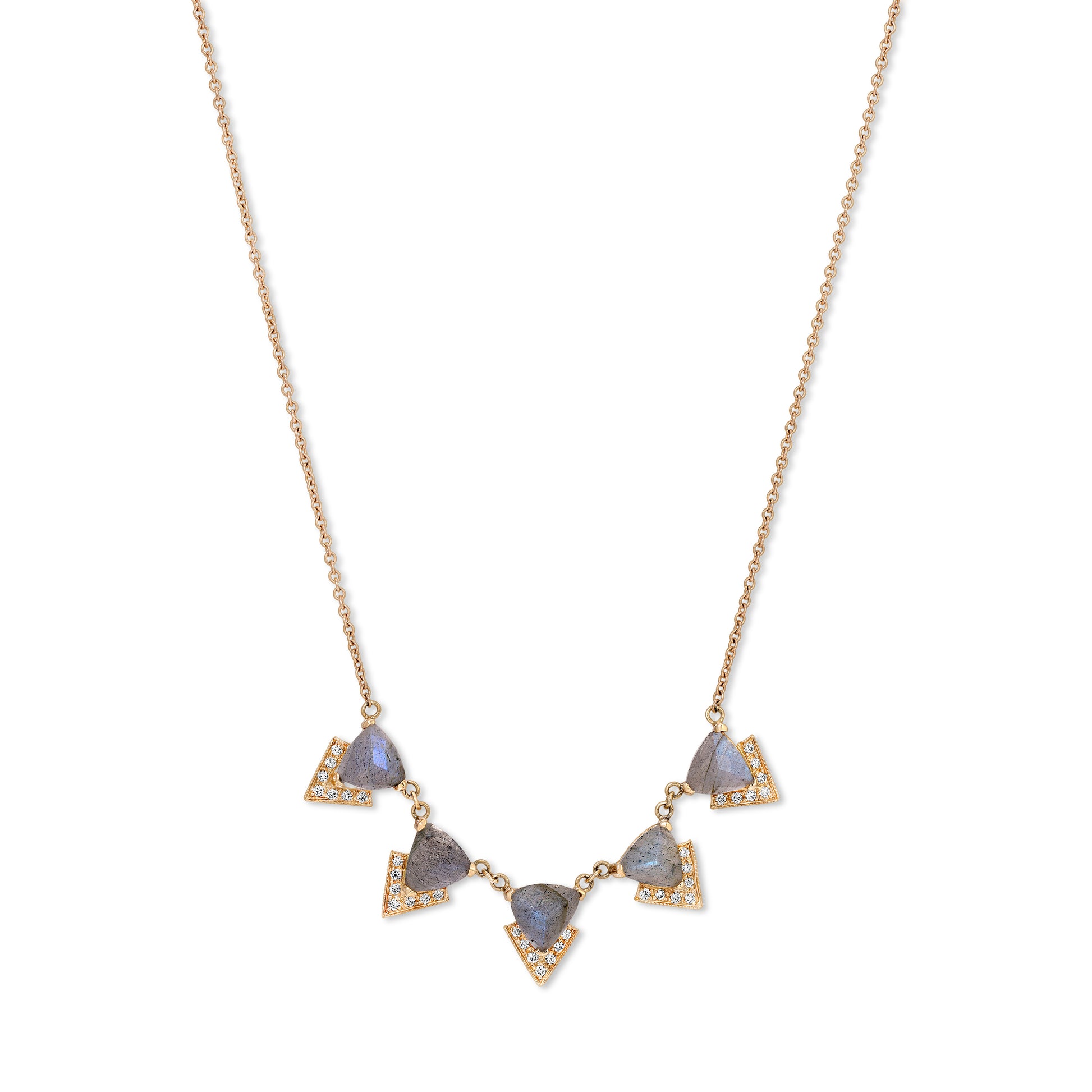 5 Pave Labradorite Chevron Necklace