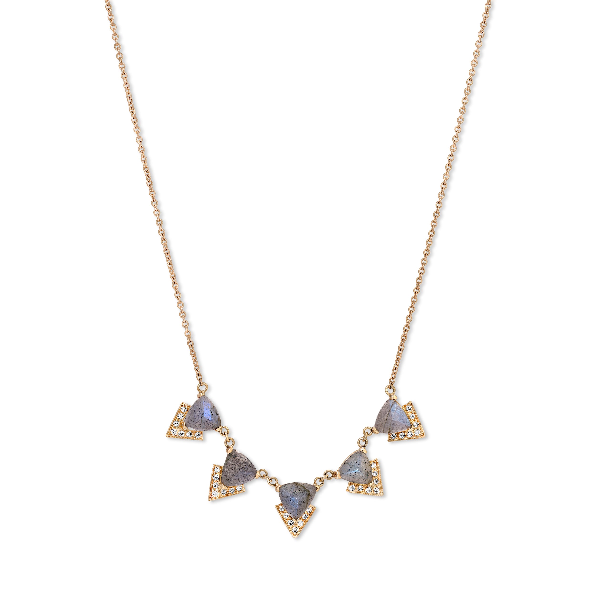 5 Pave Labradorite Chevron Necklace