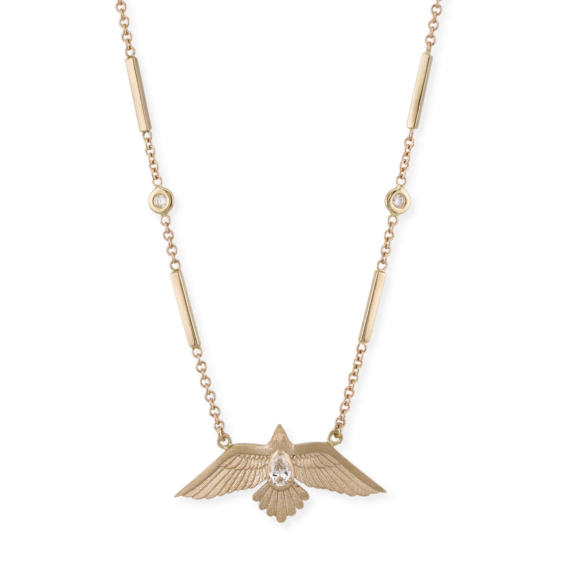 Teardrop Diamond Satin Thunderbird Necklace