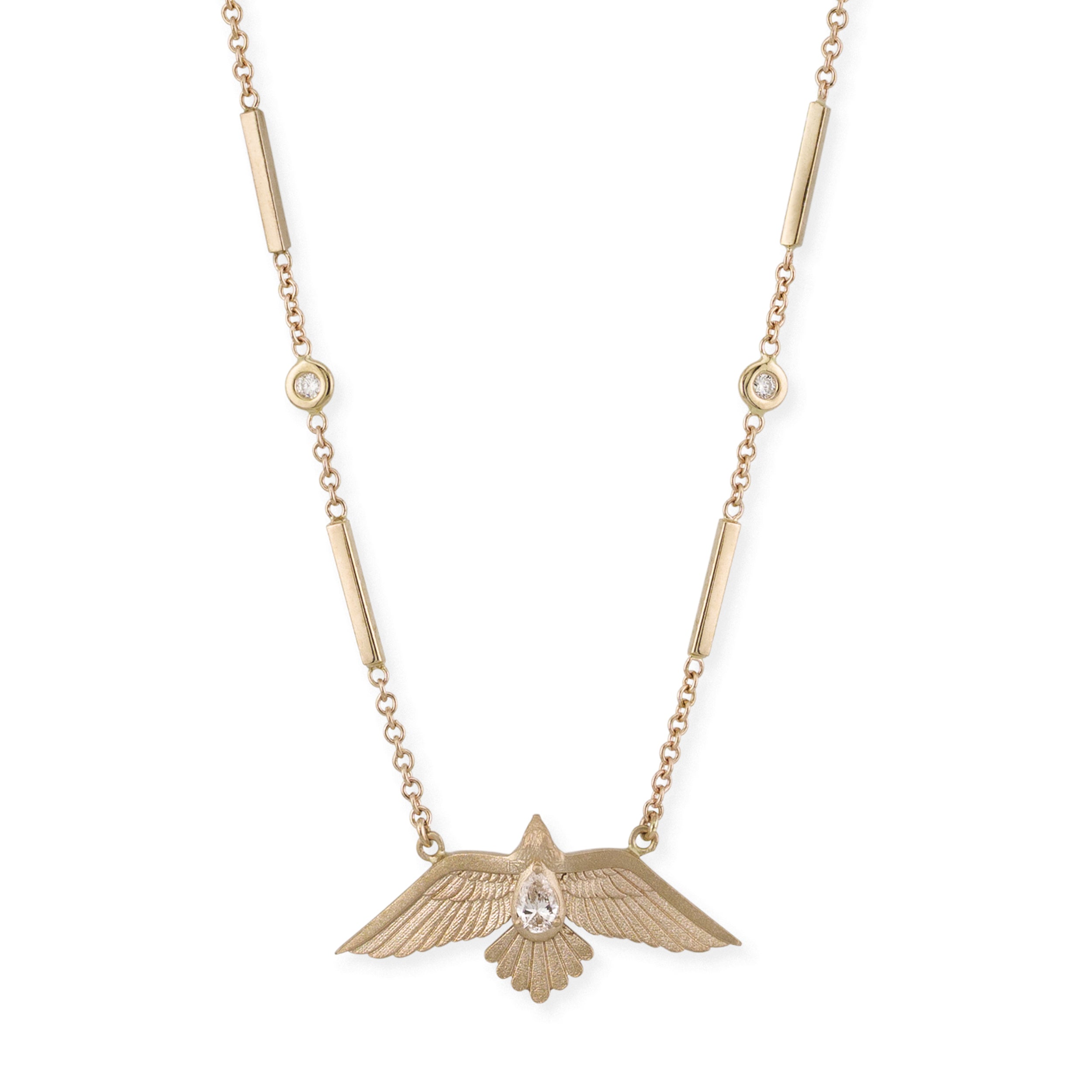 Teardrop Diamond Satin Thunderbird Necklace