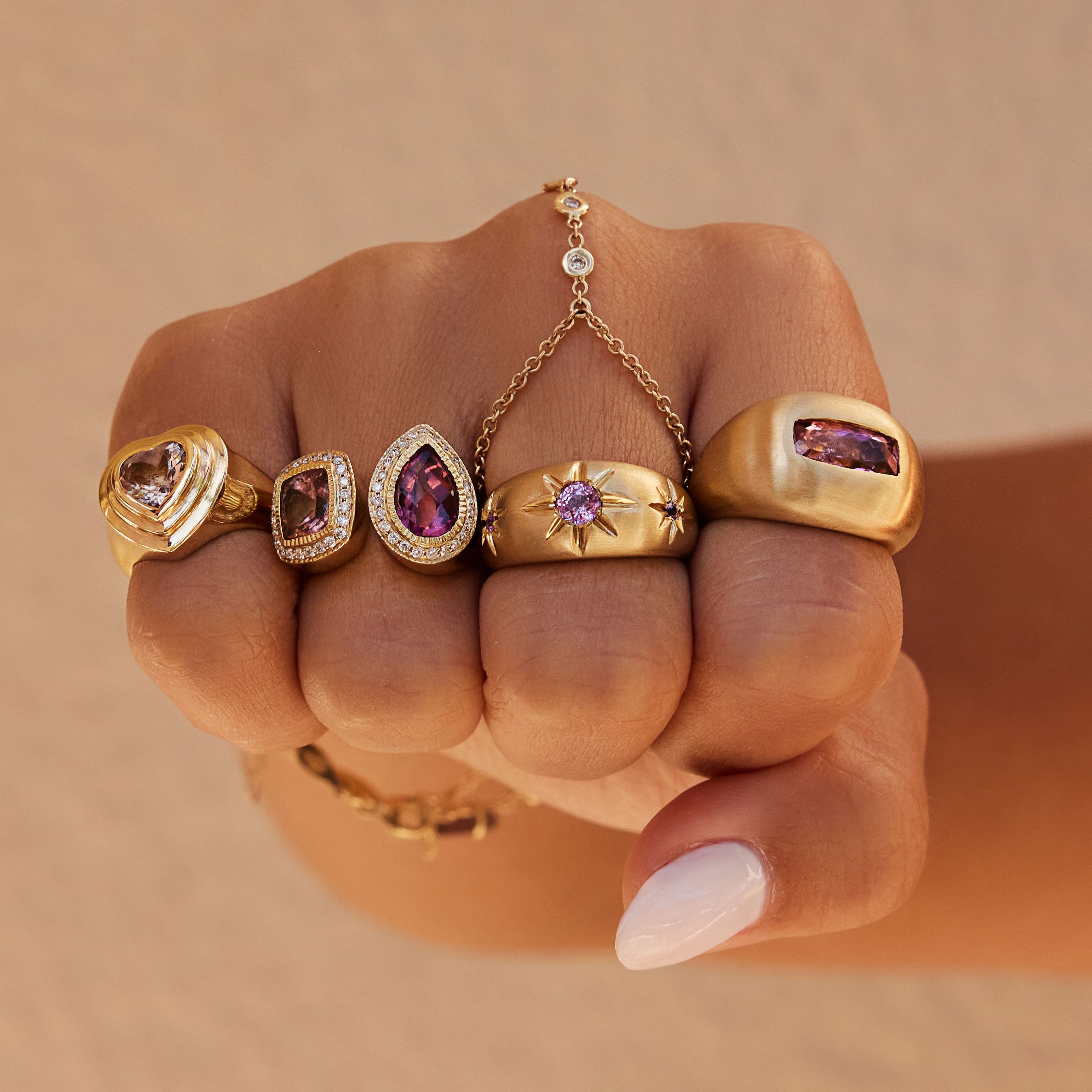 Morganite Heart Deco Ring