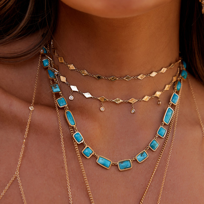 19 Turquoise Bezel Necklace
