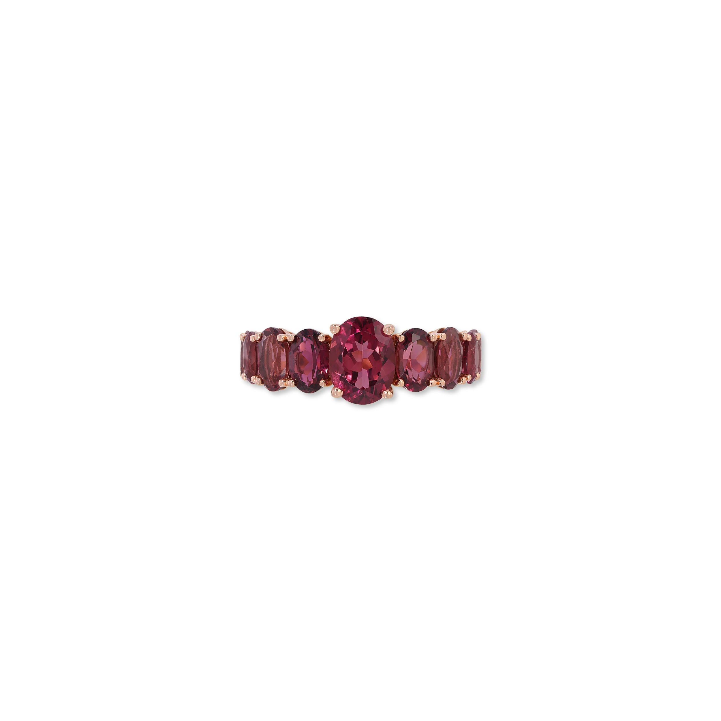 Graduated Oval Pink Purple Tourmaline Eternity Ring