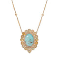 Turquoise Oval Faceted Opal Blossom Necklace