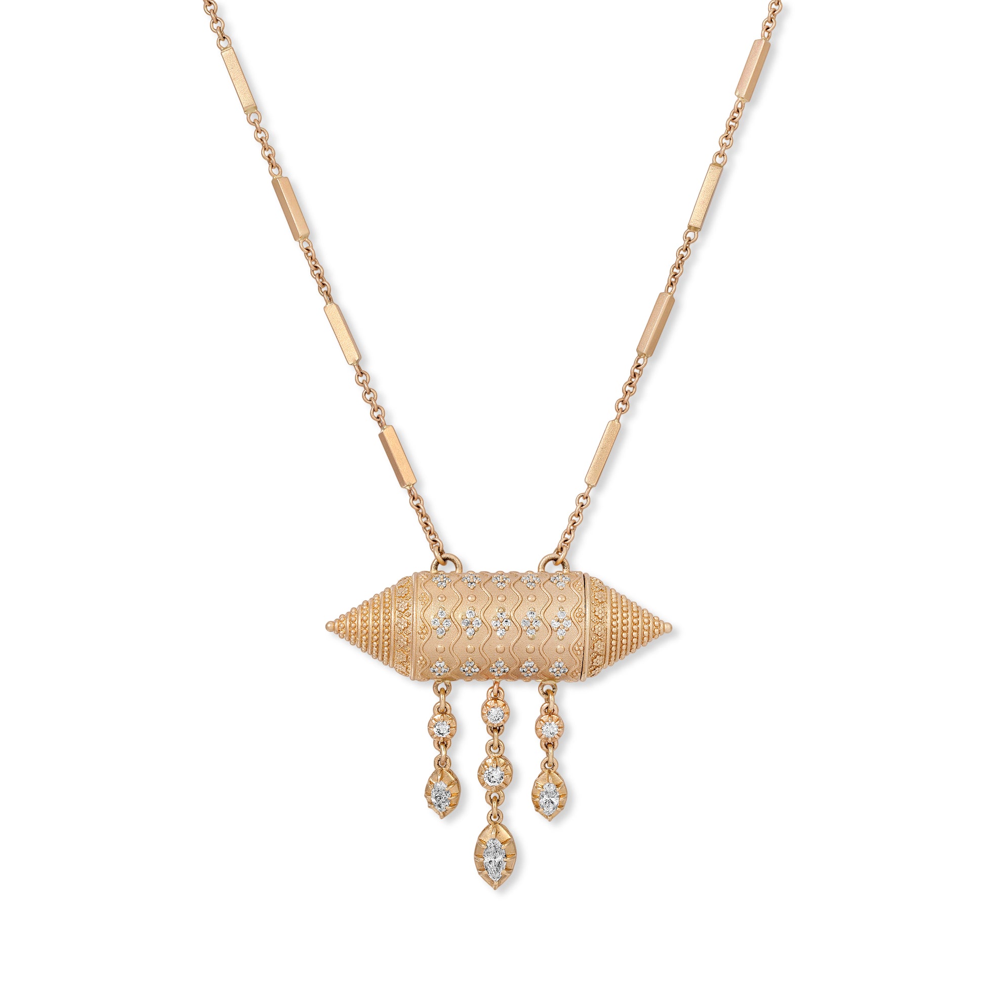 Pave Diamond Prayer Vessel with Sophia Diamond Shaker Necklace