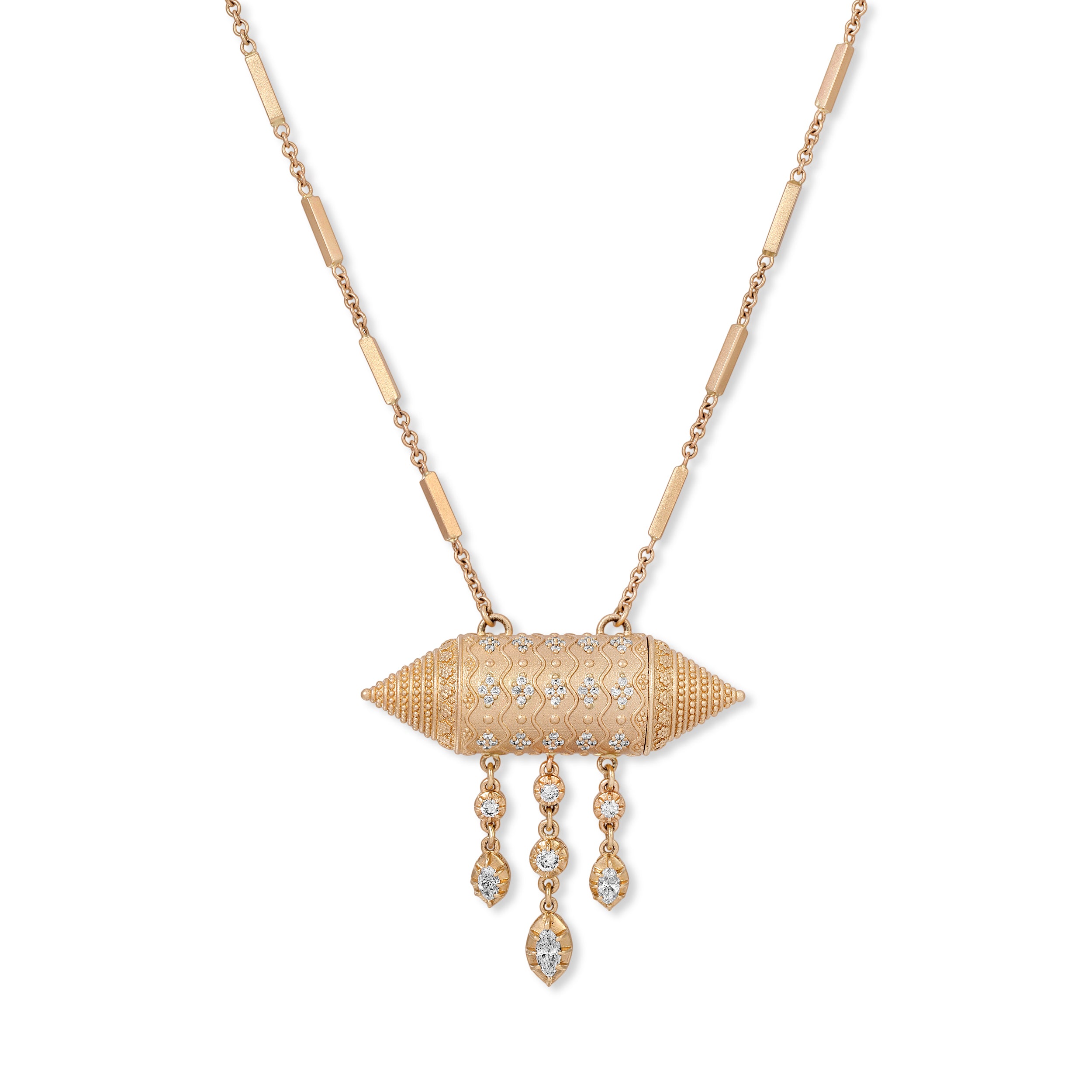 Pave Diamond Prayer Vessel with Sophia Diamond Shaker Necklace