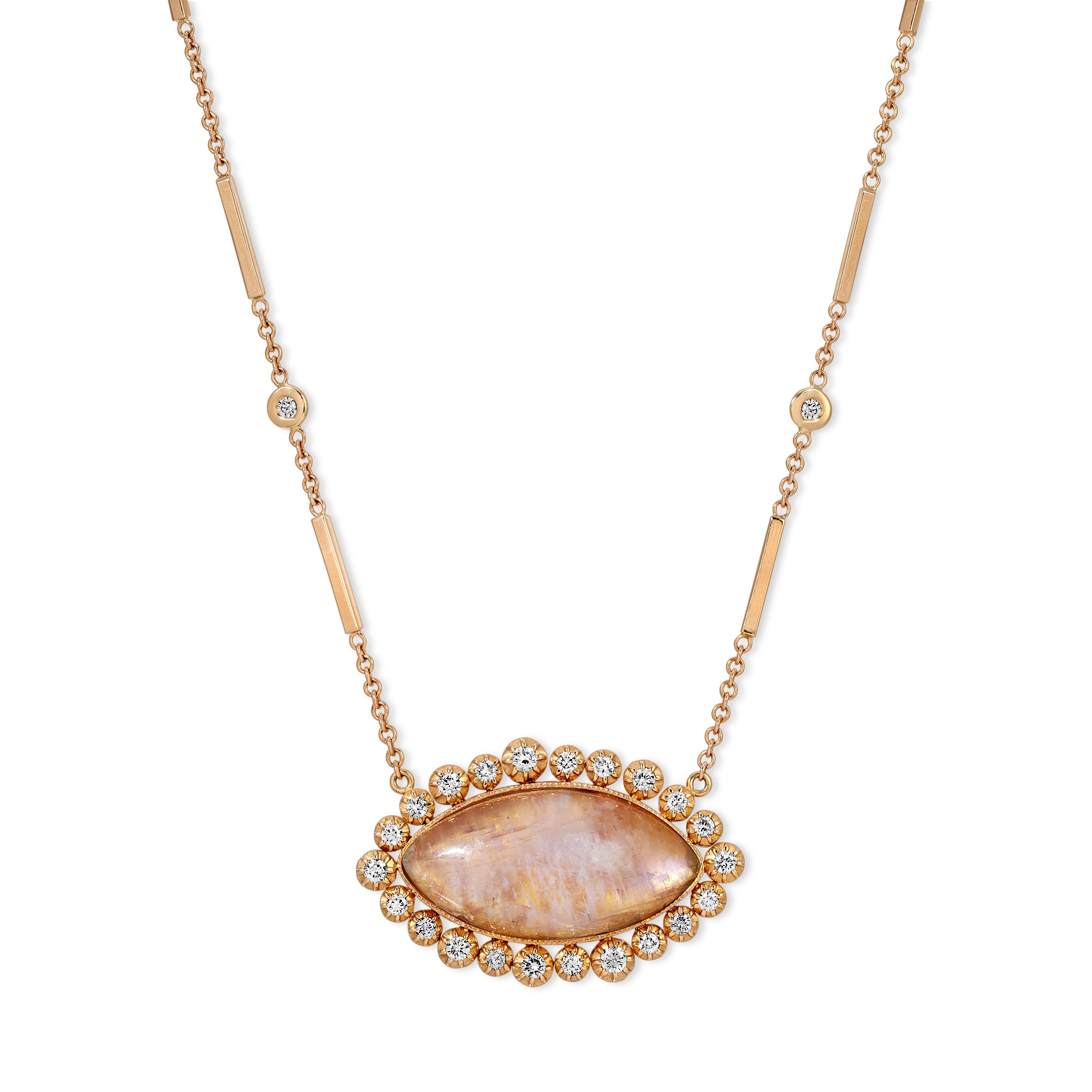 Sophia Diamond Border Marquise Moonstone Necklace